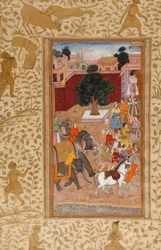 Procession of the Emperor Akbar in the Akbar Namah of Abu-l Fazl